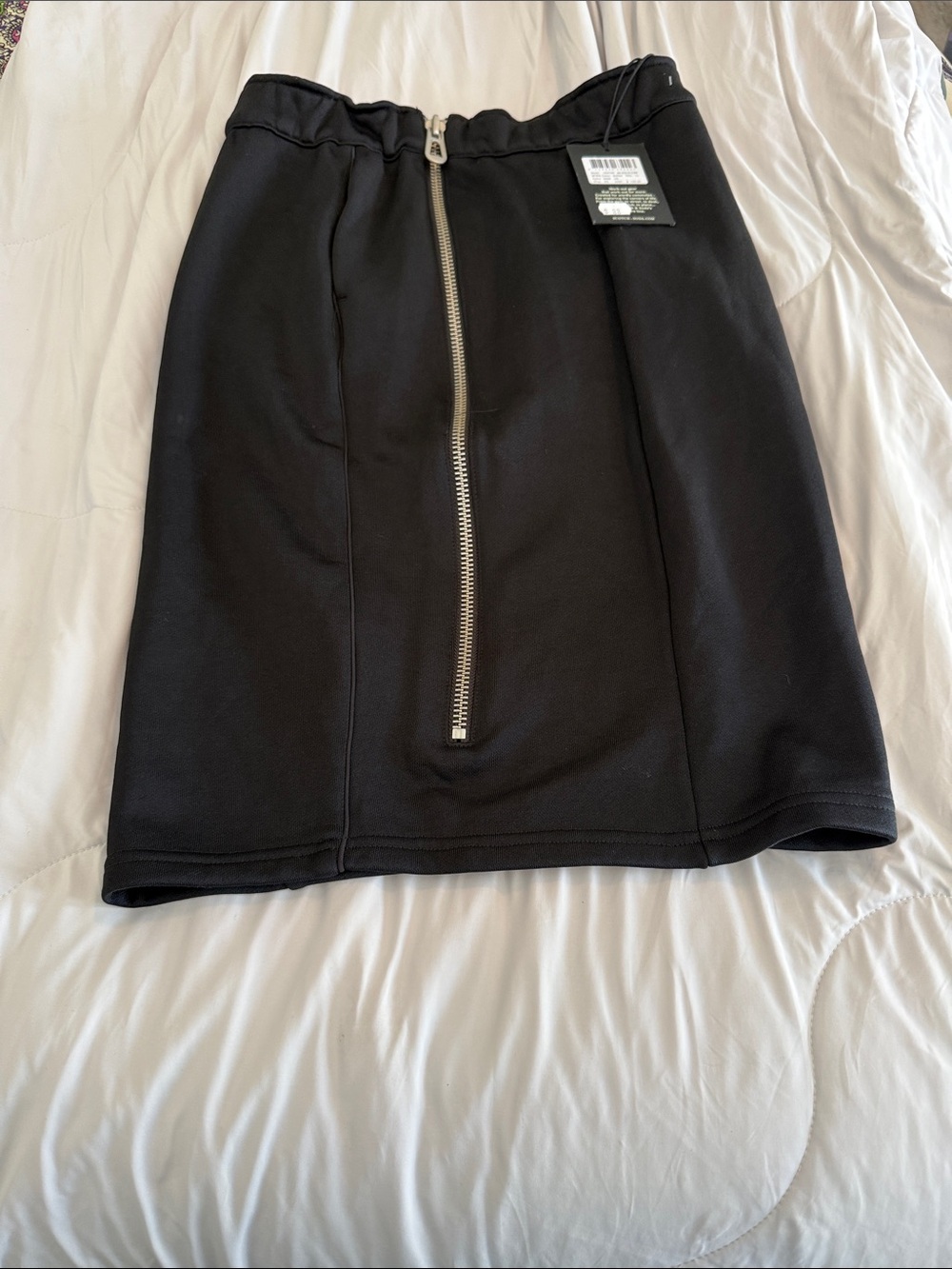 Scotch & Soda Black Pencil Skirt with Front Silver Zip Accent